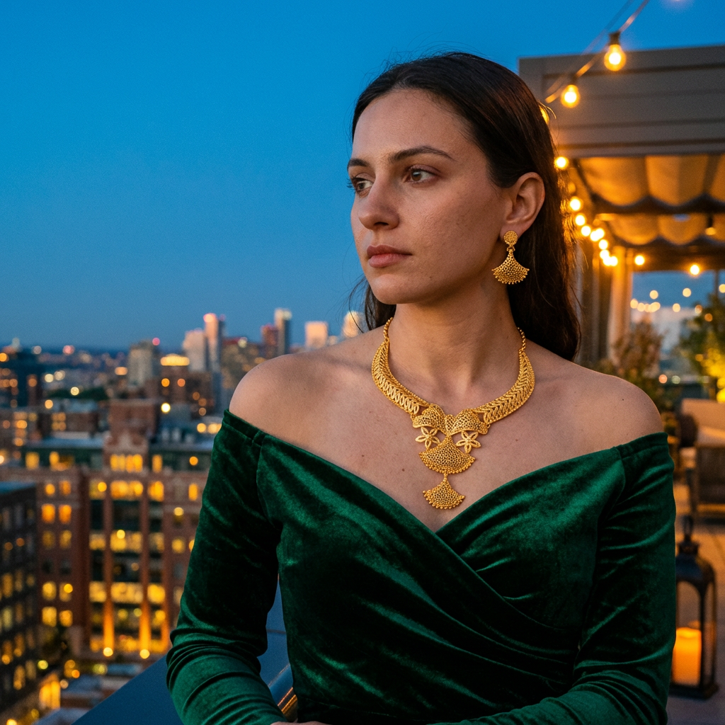 Exquisite Arabian Bridal Jewelry Set - Luminous 24K Gold Plated Statement | iBrilliance