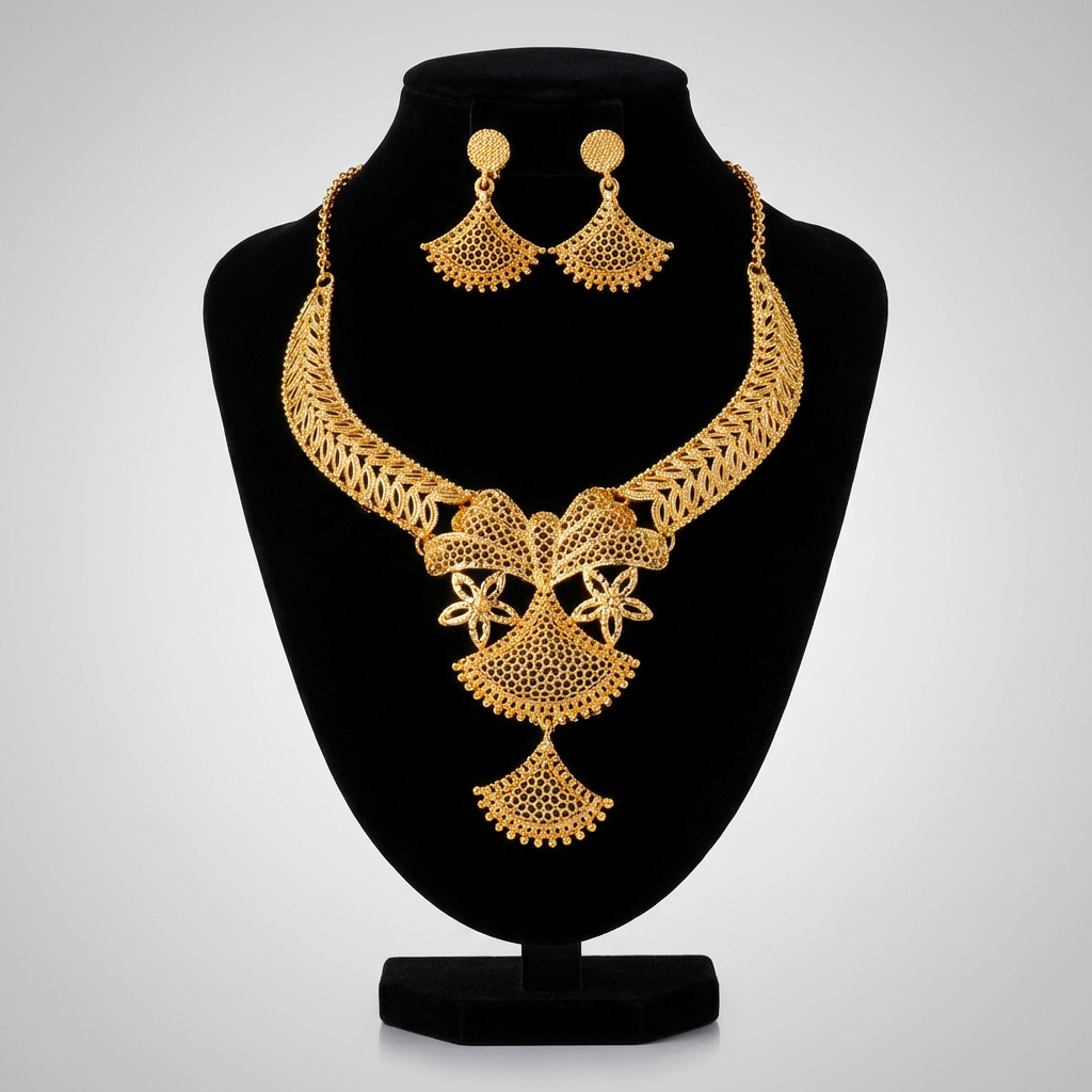 Exquisite Arabian Bridal Jewelry Set - Luminous 24K Gold Plated Statement | iBrilliance
