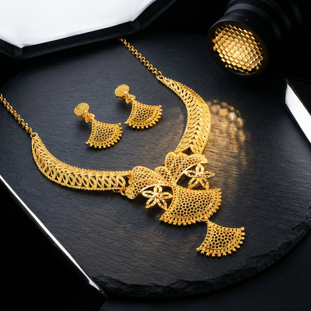 Exquisite Arabian Bridal Jewelry Set - Luminous 24K Gold Plated Statement | iBrilliance