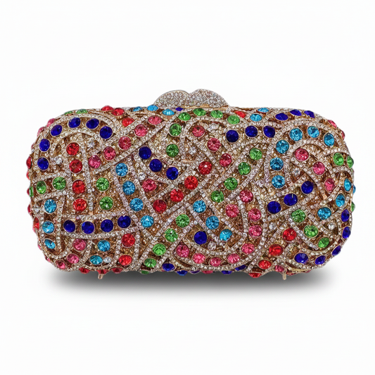 Luminous Rhinestone Clutch - White Background with Drop Shadow
