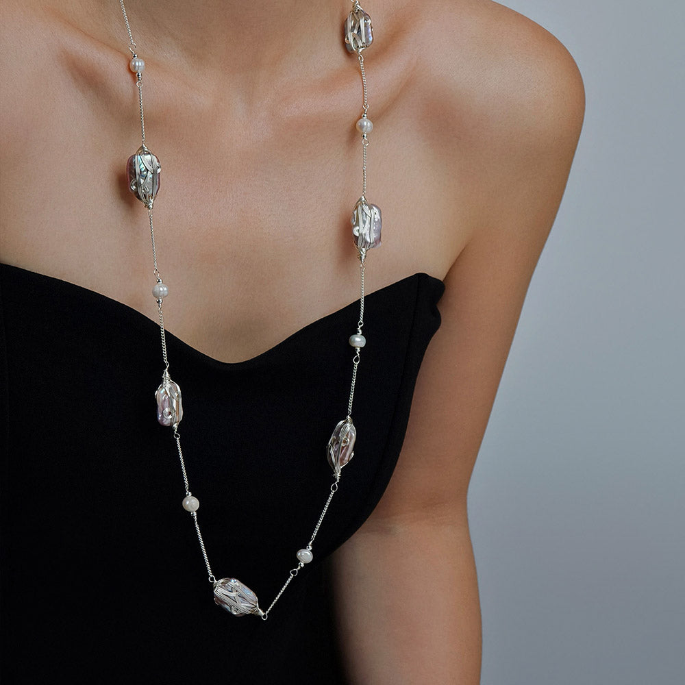Natural Baroque Pearl Silver Necklace – Versatile Wear | iBrilliance