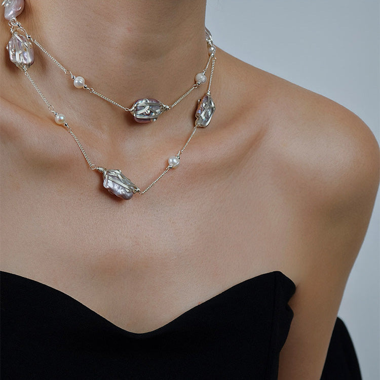 Natural Baroque Pearl Silver Necklace – Versatile Wear | iBrilliance