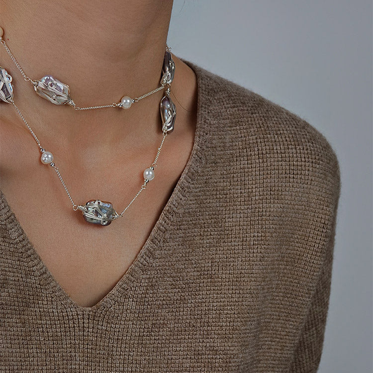 Natural Baroque Pearl Silver Necklace – Versatile Wear | iBrilliance
