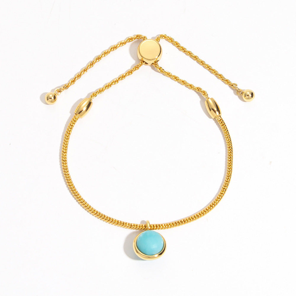 Natural Turquoise Gold Snake Chain Bracelet| iBrilliance Turquoise + Gold Bracelet
