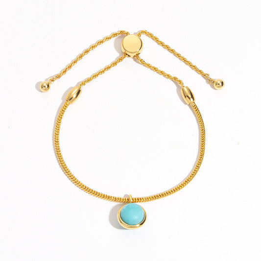 Natural Turquoise Gold Snake Chain Bracelet| iBrilliance
