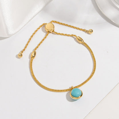 Natural Turquoise Gold Snake Chain Bracelet| iBrilliance Bracelet