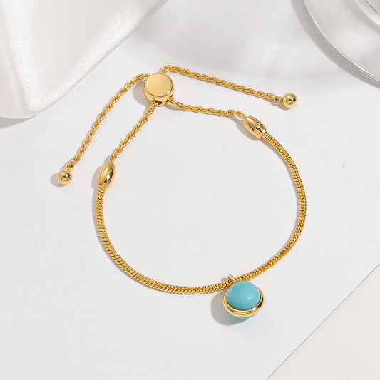 Natural Turquoise Gold Snake Chain Bracelet| iBrilliance