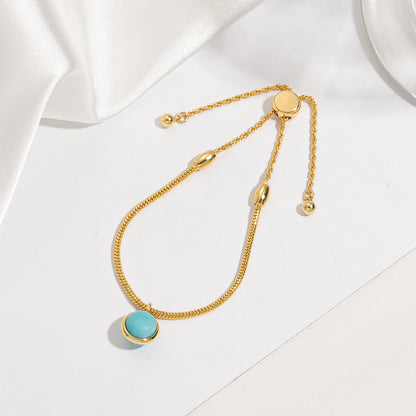 Natural Turquoise Gold Snake Chain Bracelet| iBrilliance Bracelet