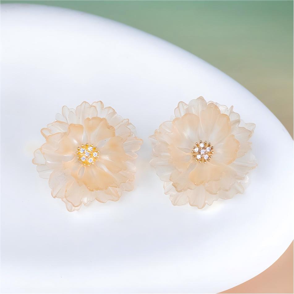 Ablaze | Sculptural Leather Peony Earrings E02