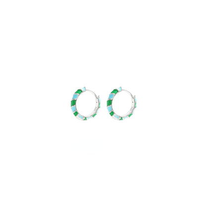 Lüshuo Enamel Hoop Earrings | Sterling Silver Earrings ER18
