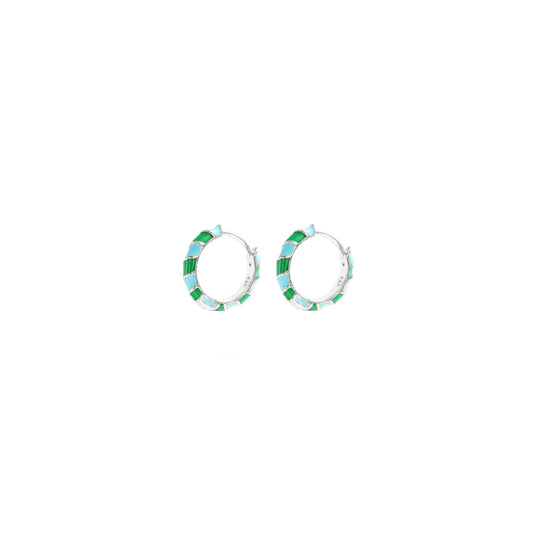 Lüshuo Enamel Hoop Earrings | Sterling Silver Earrings ER18