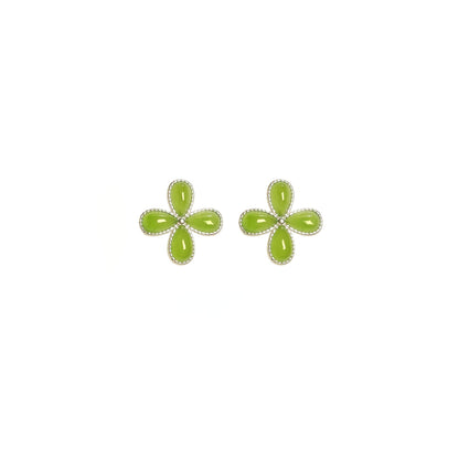 Four Seasons Joy | Jade Four-Leaf Stud Earrings SJ01 Earring