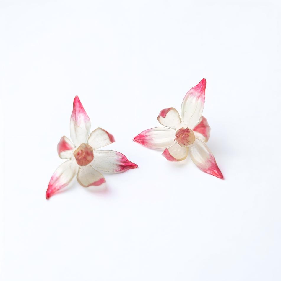 Blush | Thermochromic Leather Flower Earrings E05