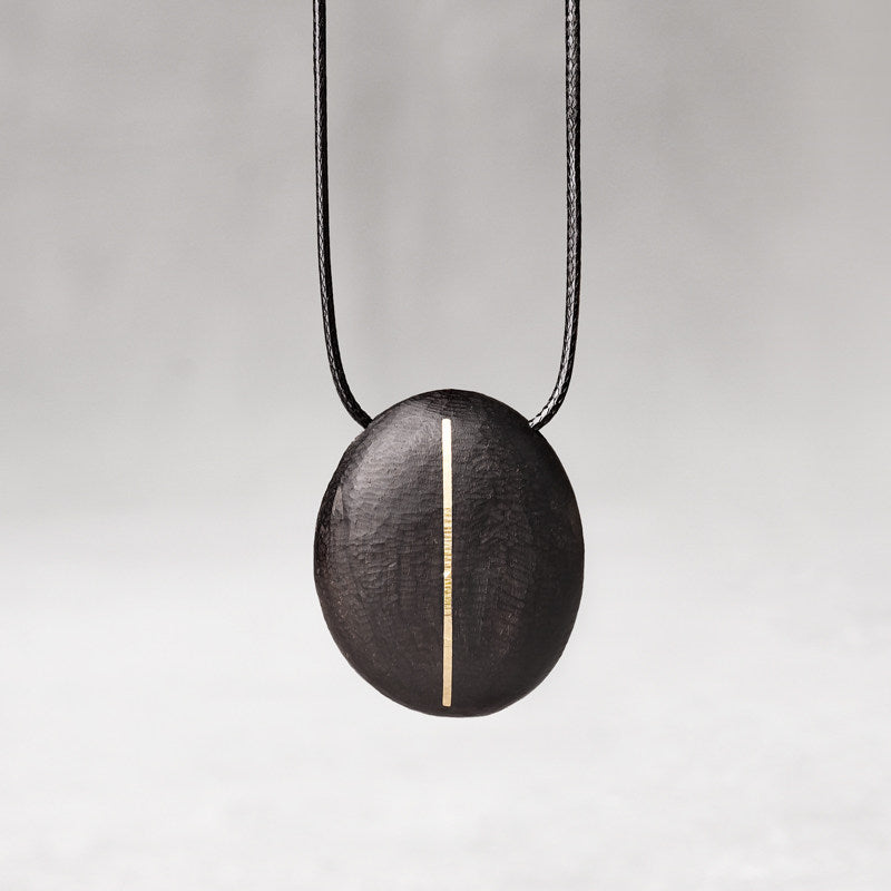 Ebony & Brass Inlay Oval Pendant Necklace | NK02