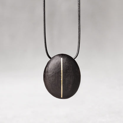Ebony & Brass Inlay Oval Pendant Necklace | NK02