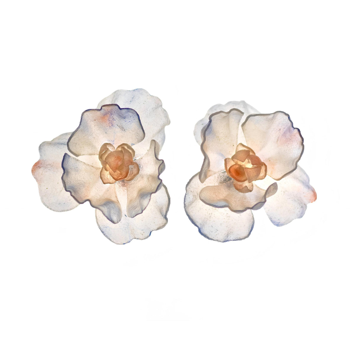 Mist sculptural leather flower earrings product specification — FUGE brand, 5.2×5.2cm, genuine raw cowhide, pair