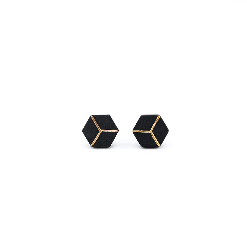 Boundary Ceramic Hexagon Earrings | Geometric Stud Earrings ER15