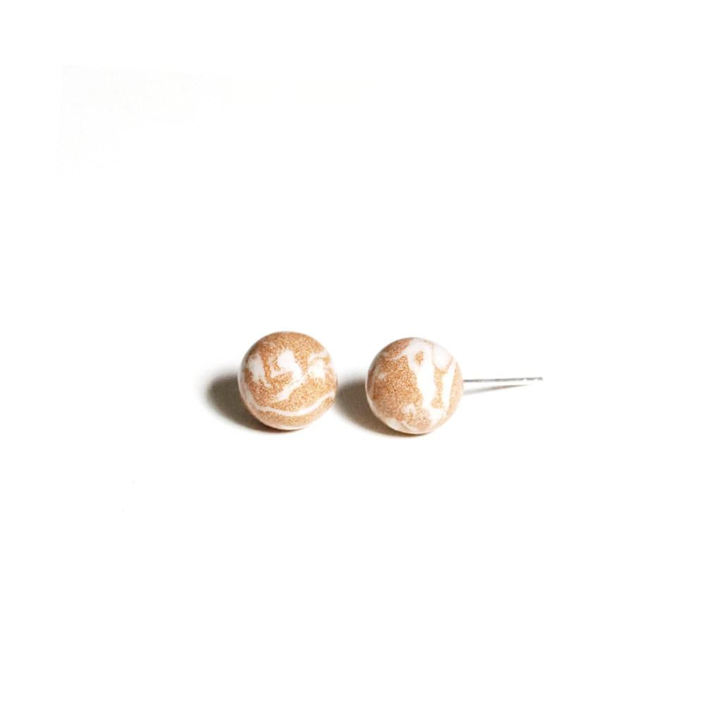 Cocoa Marbled Ceramic Earrings | Round Stud Earrings ER16