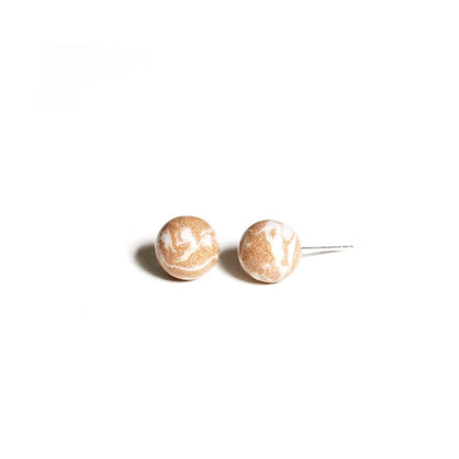 Cocoa Marbled Ceramic Earrings | Round Stud Earrings ER16