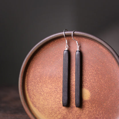 Ebony Wood Bar Drop Earrings | Handcrafted Wooden Earrings ER03