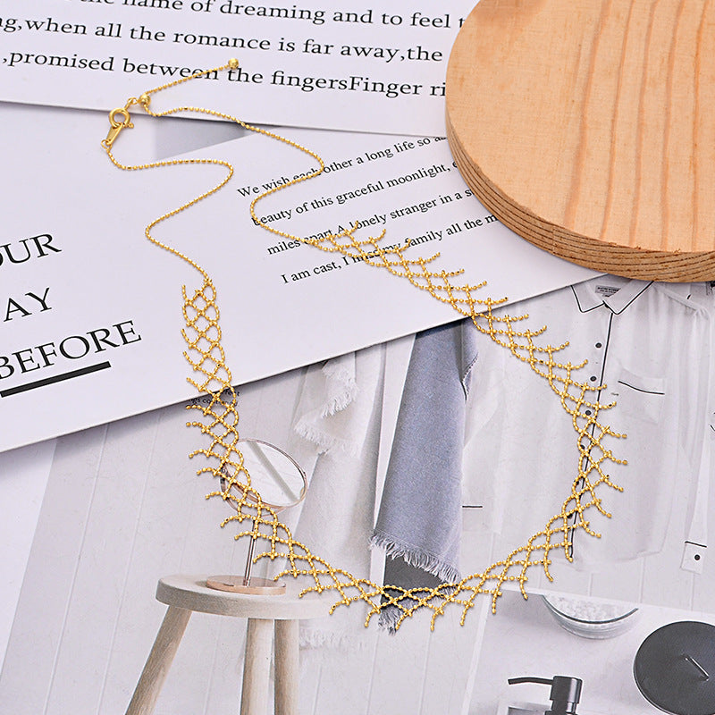 S925 Sterling Silver Lace Fringe Necklace | Adjustable Necklace NK10