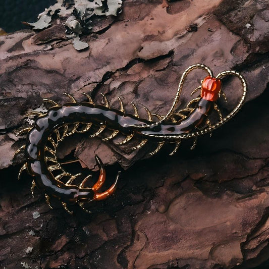 Wondrous Centipede Brooch | Brass Lost-Wax Cast Enamel Pin B02 Colour Edition Brooch
