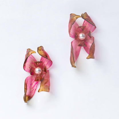 Dancer | Sculptural Leather Flower Earrings E01