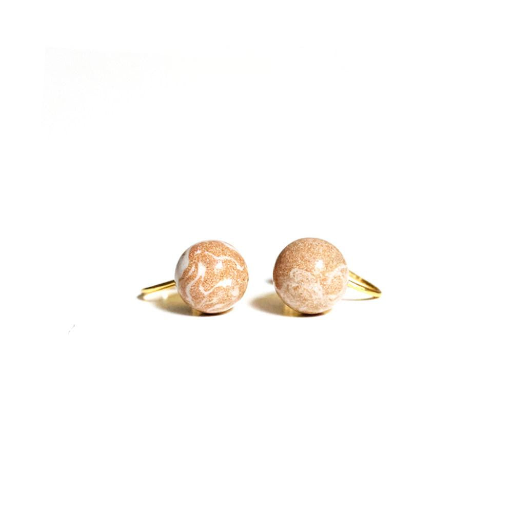Cocoa Marbled Ceramic Earrings | Round Stud Earrings ER16