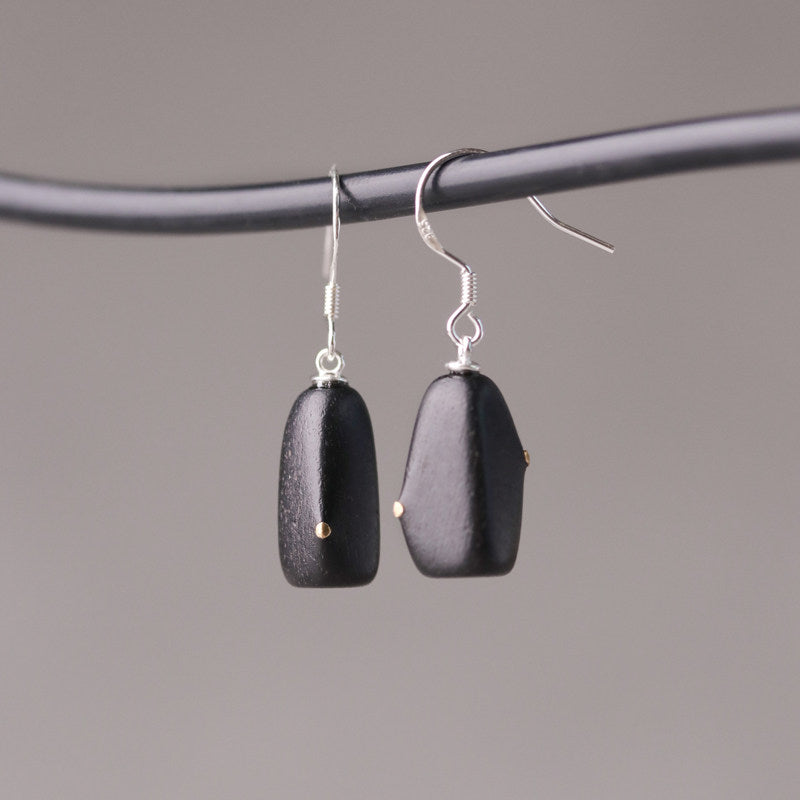 Ebony Wood Drop Earrings | Wooden Earrings ER04