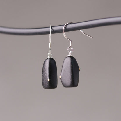 Ebony Wood Drop Earrings | Wooden Earrings ER04