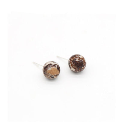Cocoa Marbled Ceramic Earrings | Round Stud Earrings ER16