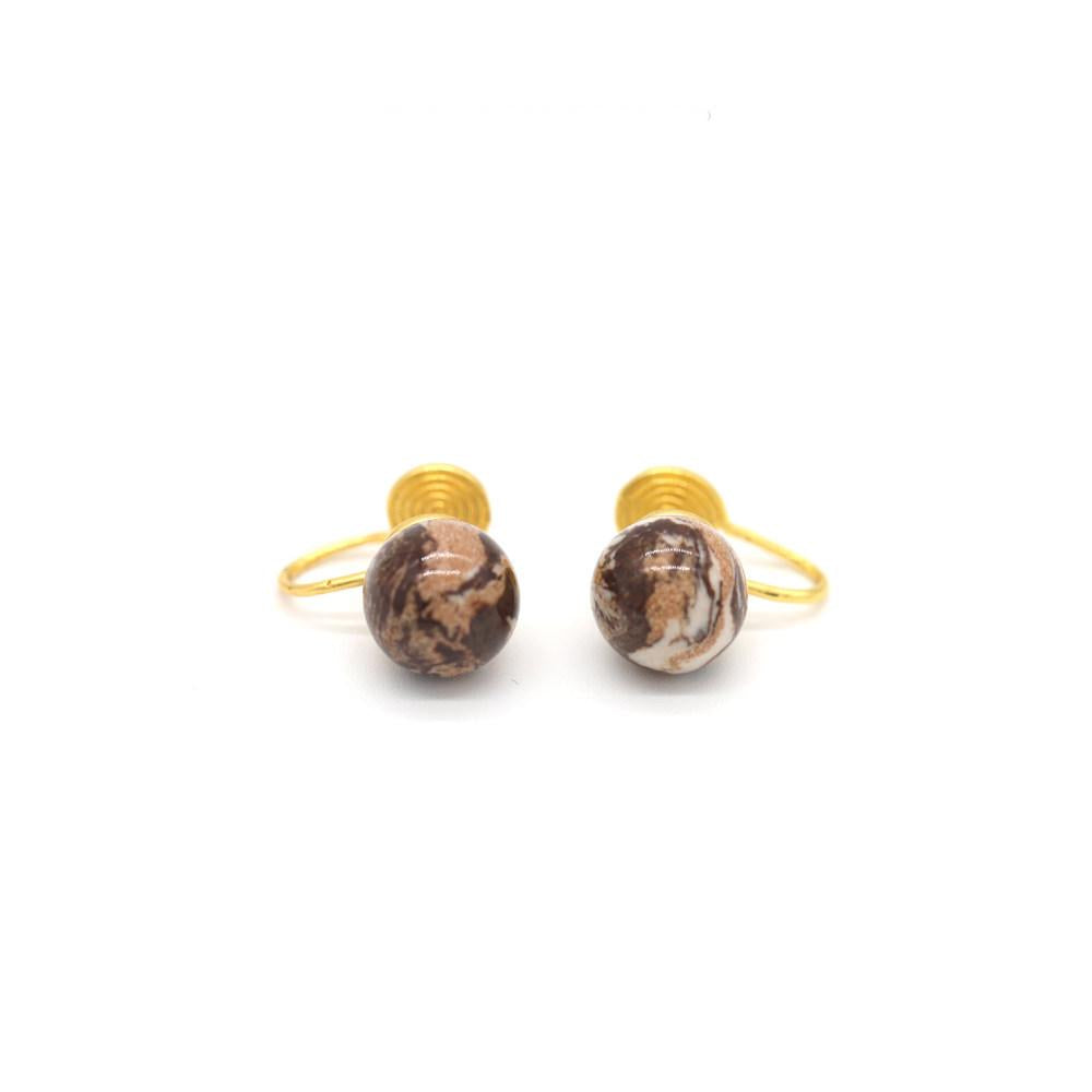 Cocoa Marbled Ceramic Earrings | Round Stud Earrings ER16