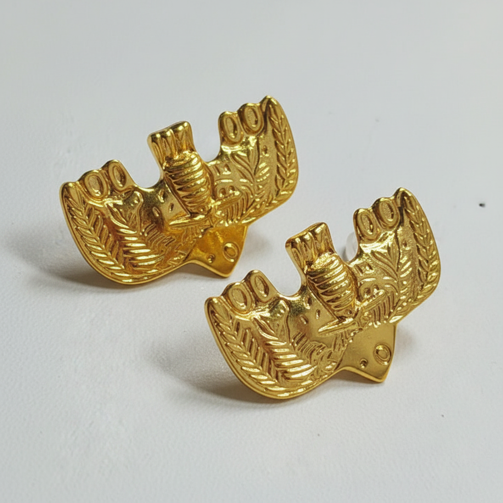 Wondrous Soaring Bird Stud Earrings | Engraved Artisan Jewellery E02 Earring