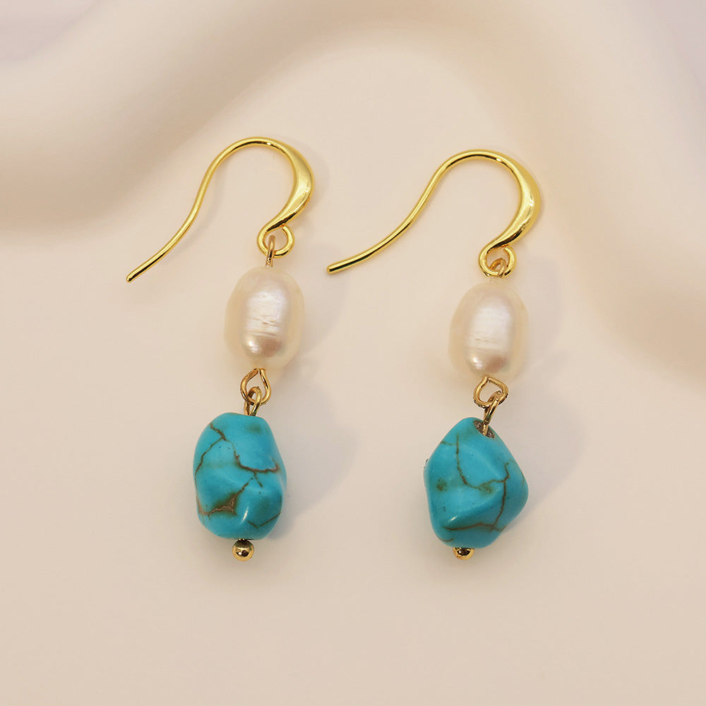 Organic Turquoise & Freshwater Pearl Jewelry Collection| iBrilliance Jewelry Set