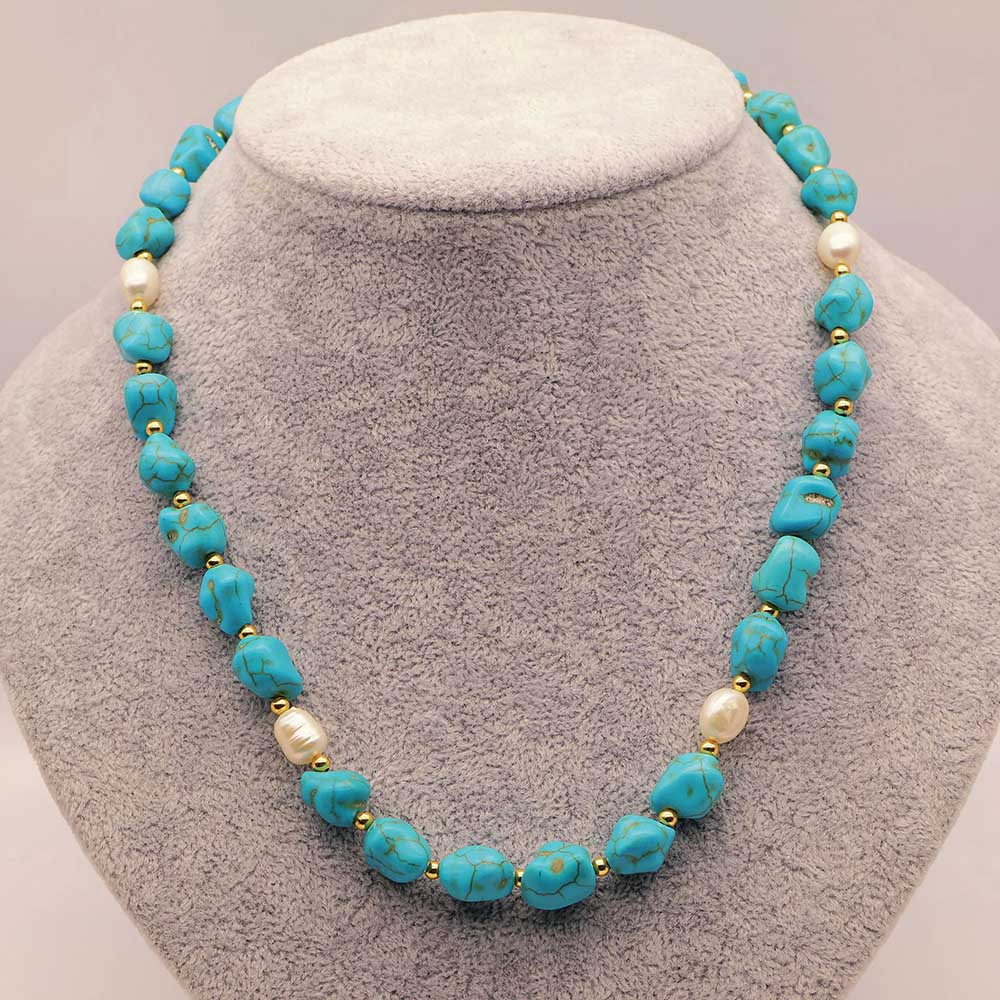 Organic Turquoise & Freshwater Pearl Jewelry Collection| iBrilliance Jewelry Set