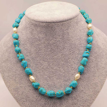 Organic Turquoise & Freshwater Pearl Jewelry Collection| iBrilliance Jewelry Set