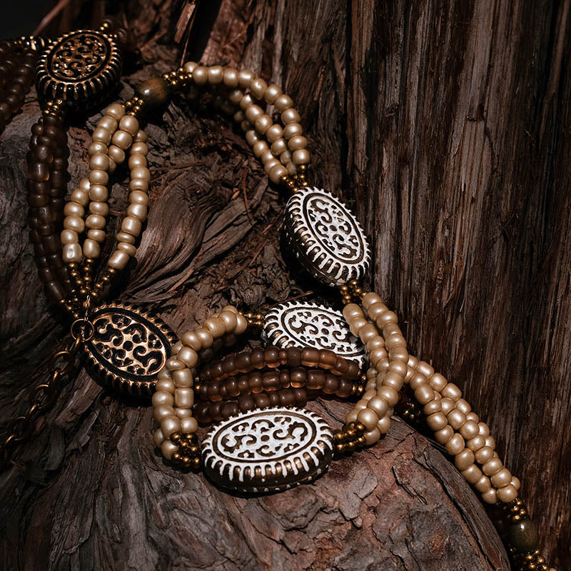 Vintage Oval Beaded Necklace – Handmade Statement Jewelry| iBrilliance Jewelry