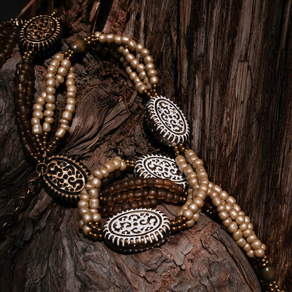 Vintage Oval Beaded Necklace – Handmade Statement Jewelry| iBrilliance Jewelry