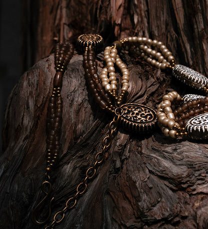 Vintage Oval Beaded Necklace – Handmade Statement Jewelry| iBrilliance Jewelry