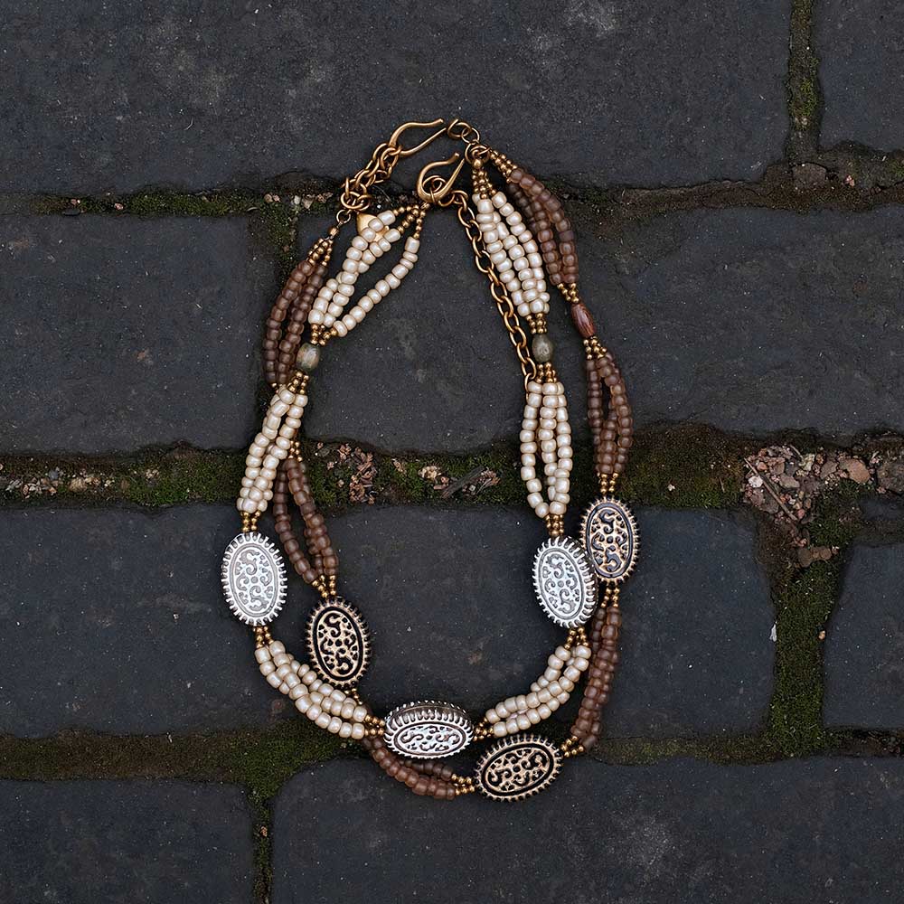 Vintage Oval Beaded Necklace – Handmade Statement Jewelry| iBrilliance Jewelry