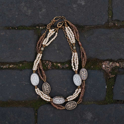 Vintage Oval Beaded Necklace – Handmade Statement Jewelry| iBrilliance Jewelry