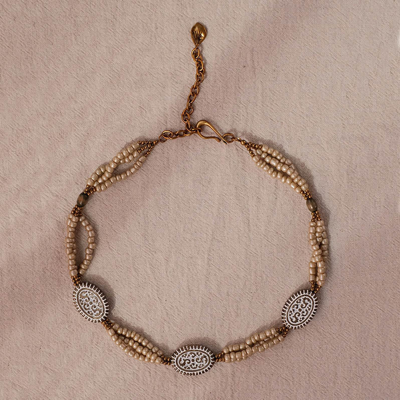 Vintage Oval Beaded Necklace – Handmade Statement Jewelry| iBrilliance Jewelry