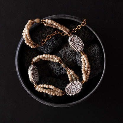 Vintage Oval Beaded Necklace – Handmade Statement Jewelry| iBrilliance Jewelry