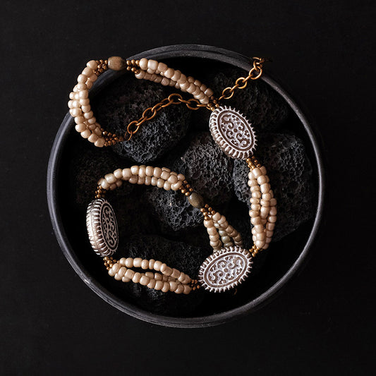 Vintage Oval Beaded Necklace – Handmade Statement Jewelry| iBrilliance Jewelry