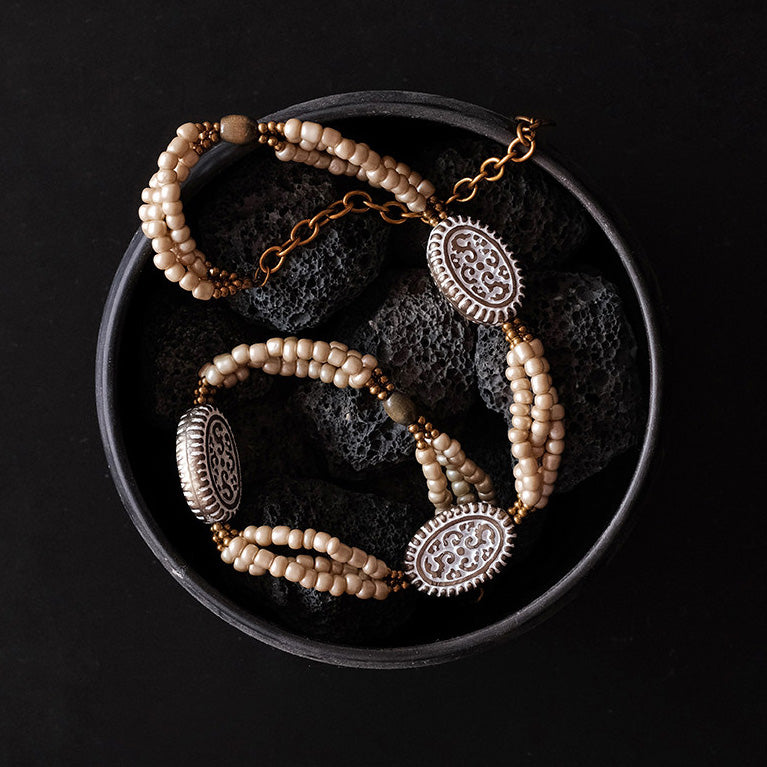 Vintage Oval Beaded Necklace – Handmade Statement Jewelry| iBrilliance Jewelry