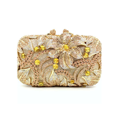 Hand fill in color crystal Lily pattern evening bags