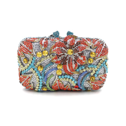 Hand fill in color crystal Lily pattern evening bags