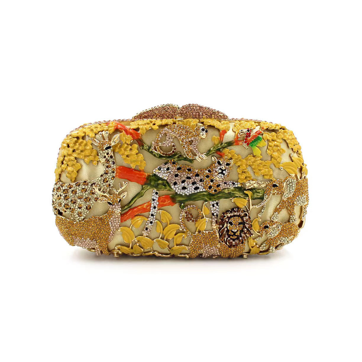 Hand fill in color crystal animal forest pattern evening bags| Evening