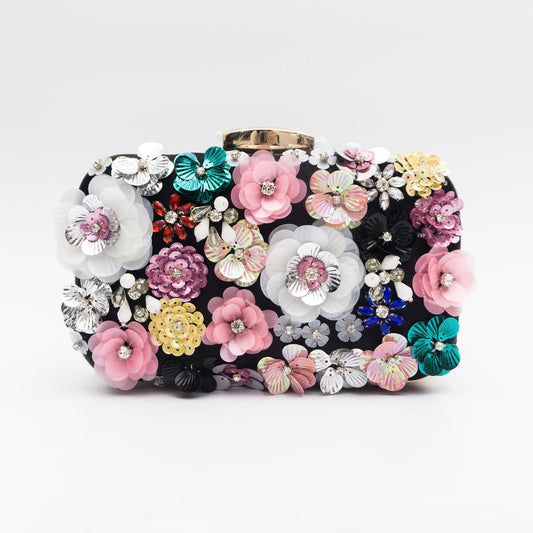 Hand-embroidered color Flowers pattern evening bags