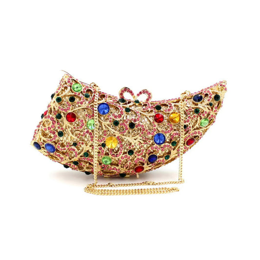 Rhino horn shape Hand fill in color crystal evening bags